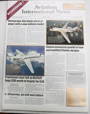 Aviation International News Magazine Bombardier Cessna November 1998 FAL 072115R