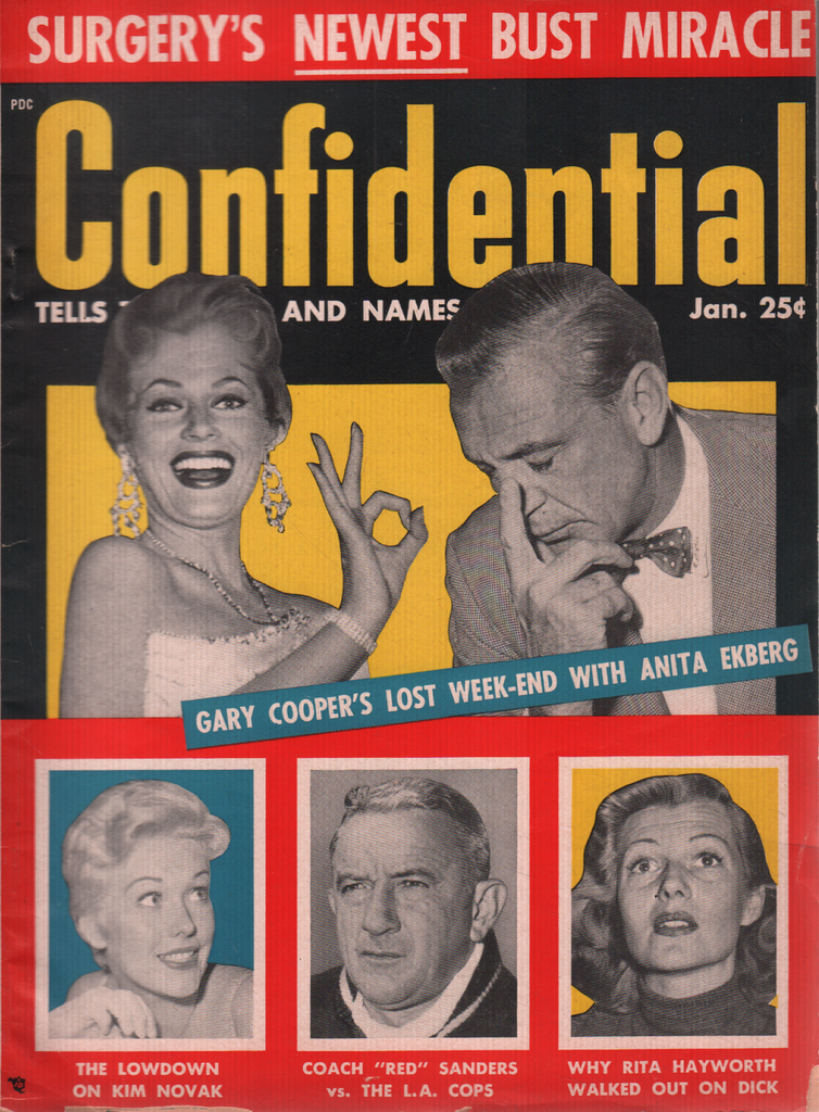 Confidential January 1956 Gary Cooper Anita Elberg Rita Hayworth 032420DBE