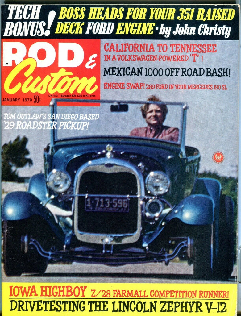 Rod & Custom Magazine January 1970 '29 Roadster Pickup EX 040617nonjhe