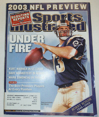 Sports Illustrated Magazine Kurt Warner 2003 NFL Preview September 2003 012815R