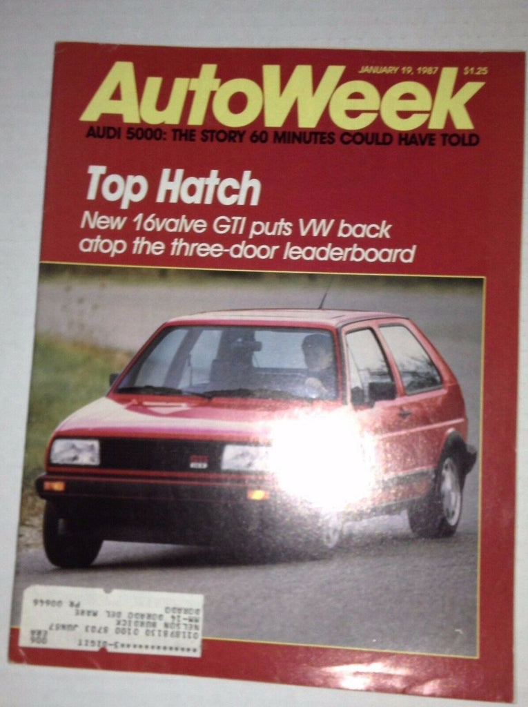 Autoweek Magazine New 16 Valve GTI Puts VW Back Atop January 19, 1987 011717RH