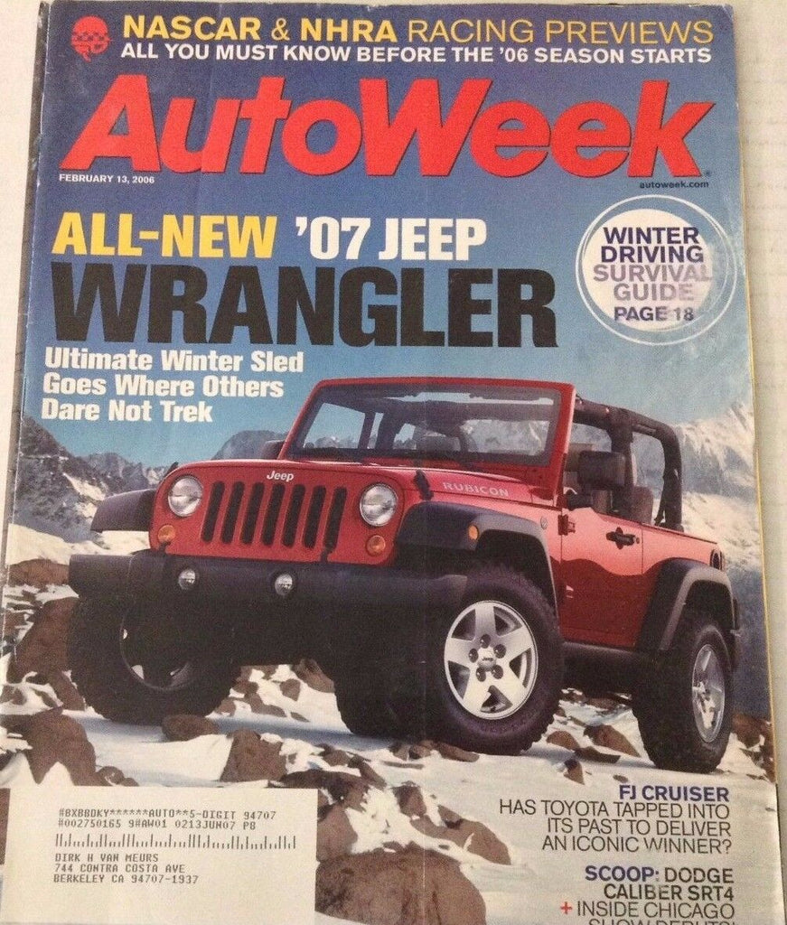 AutoWeek Magazine Jeep Wrangler FJ Cruiser February 13, 2006 080317nonrh