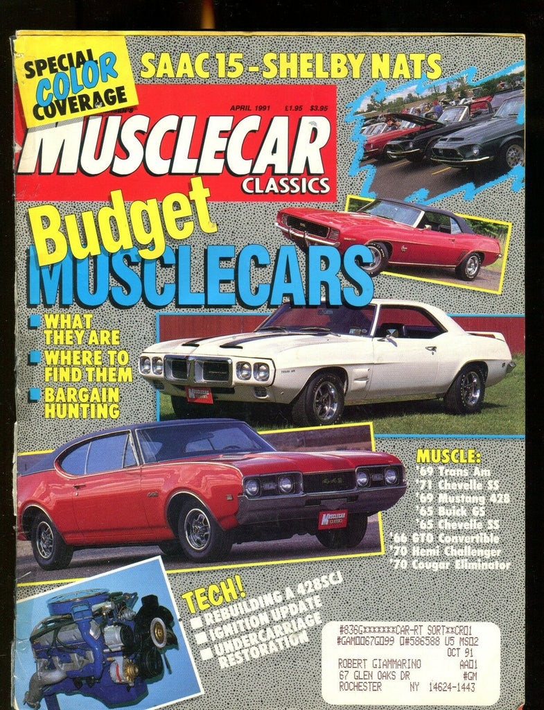 Musclecar Classics Magazine April 1991 VG w/ML 012617jhe