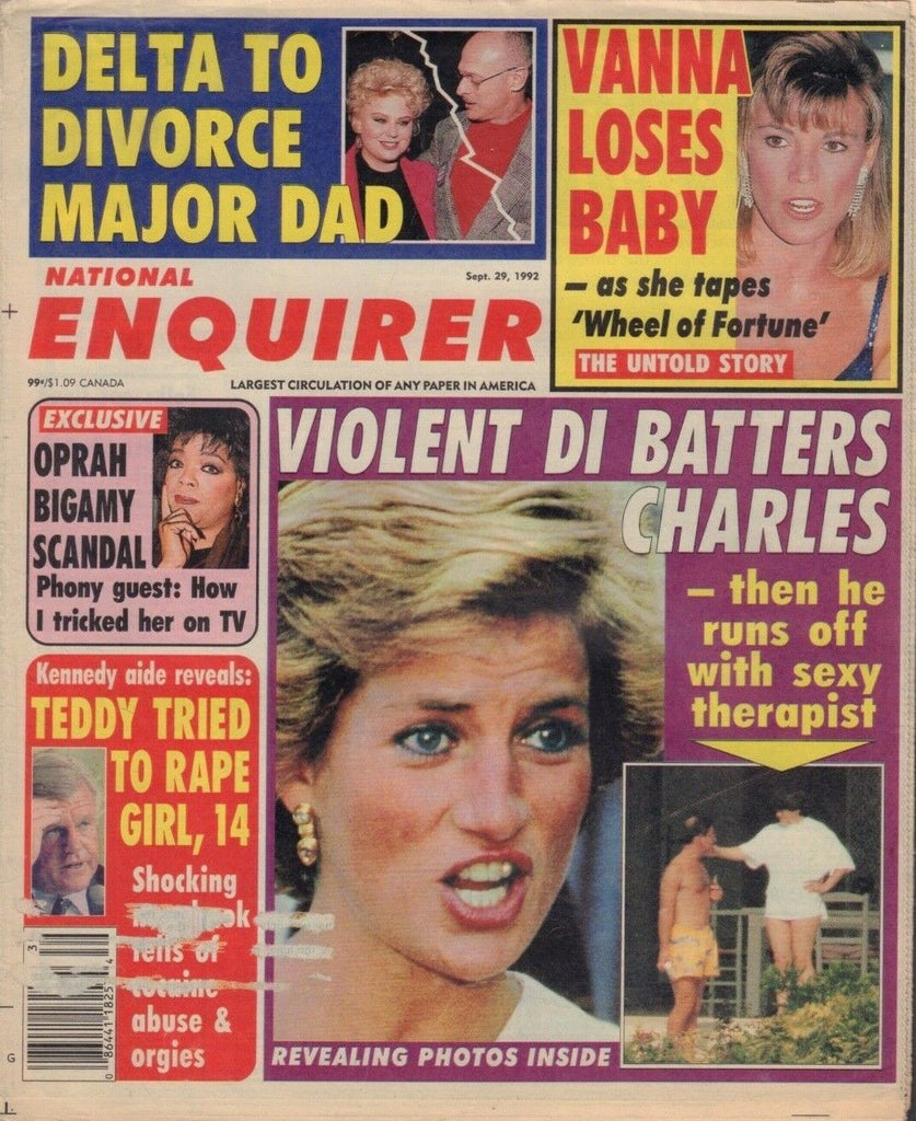 National Enquirer September 29 1992 Princess Diana Oprah Vanna White 020119DBE