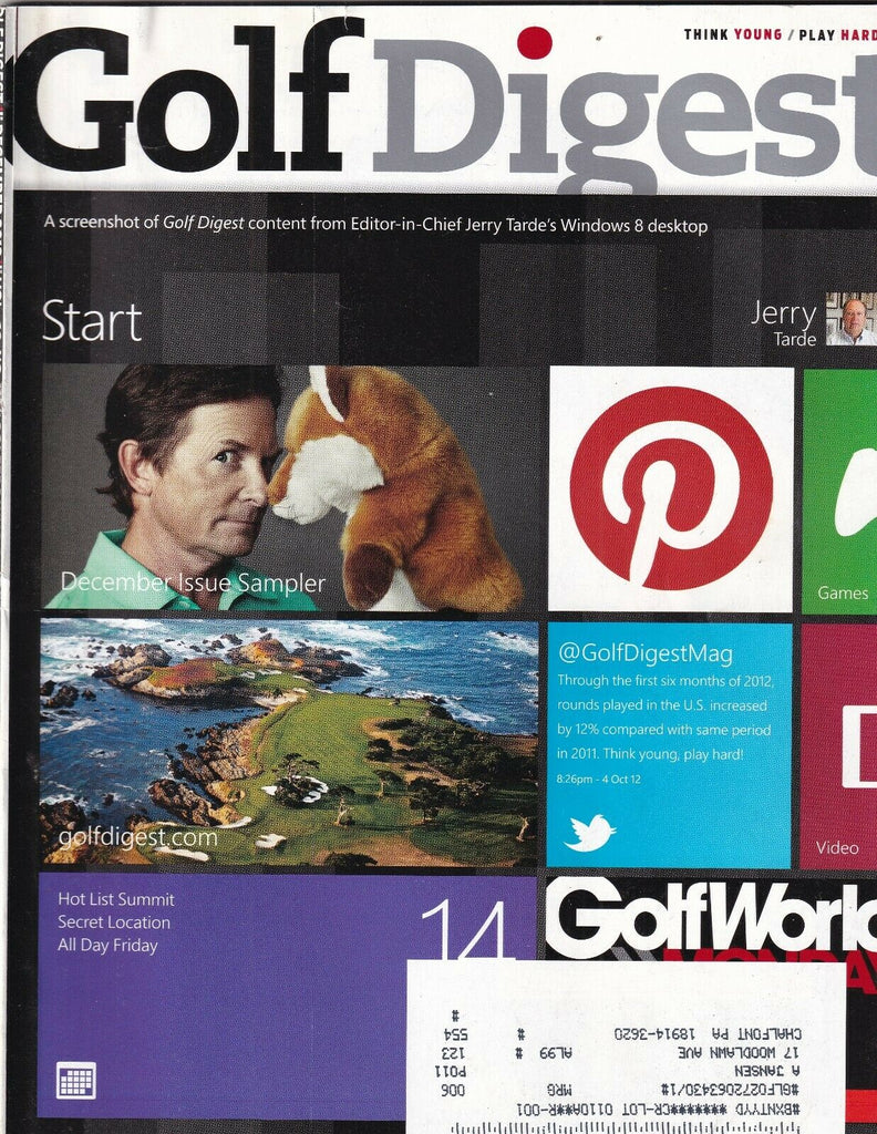 Golf Digest Magazine Jerry Tarde Michael J. Fox December 2012 102119nonr