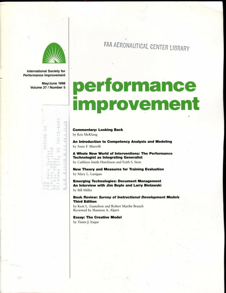 Performance Improvement Magazine May/June 1998 FAA EX w/ML 022417nonjhe
