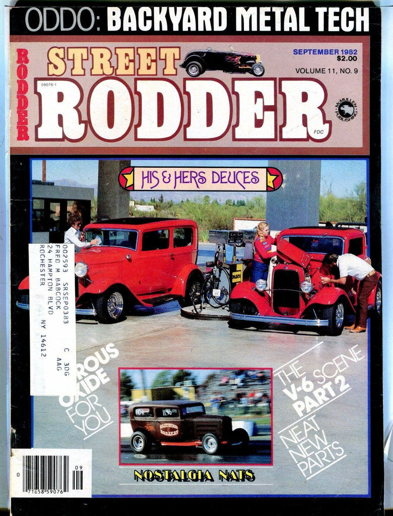 Street Rodder Magazine September 1982 His Hers Deuces EX w/ML 022417nonjhe