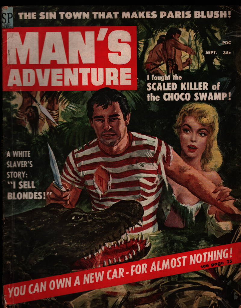 Man's Adventure September 1958 Alligator Attack Cover Art 031821ame