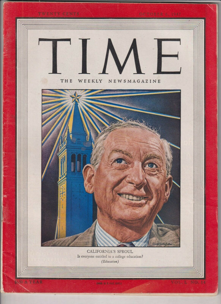 Time Mag California's Sproul & Education October 6, 1947 022620nonr