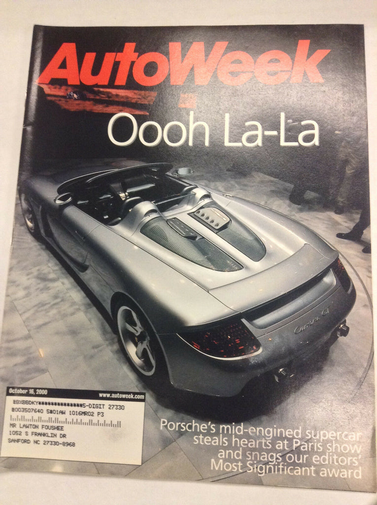 Autoweek Magazine Porsche Mid Engined Supercar October 16, 2000 062617nonr
