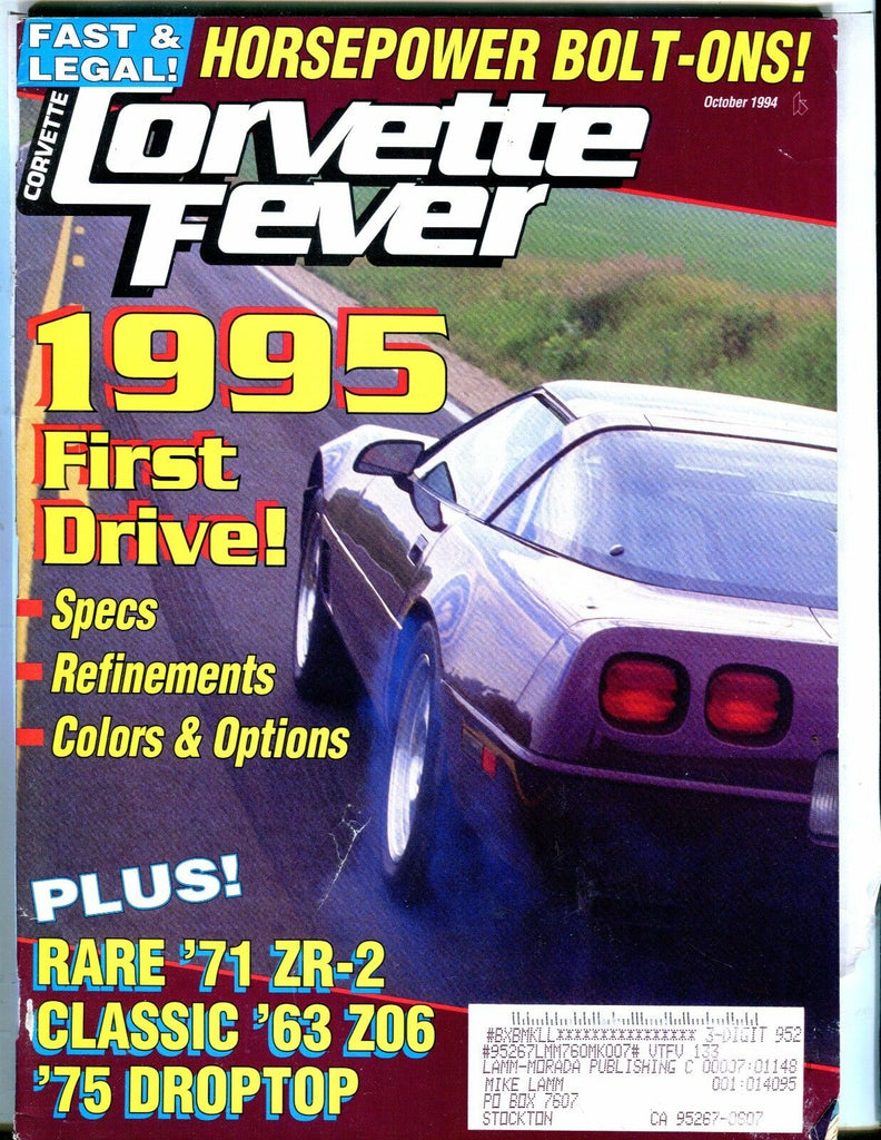 Corvette Fever Magazine October 1994 '71 ZR-2 VG w/ML 042617nonjhe