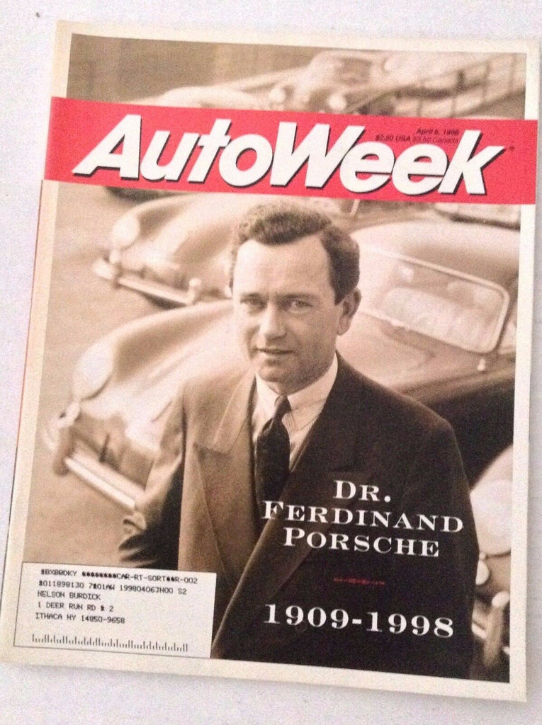 Autoweek Magazine Dr Ferdinand Porsche April 6, 1998 020117RH