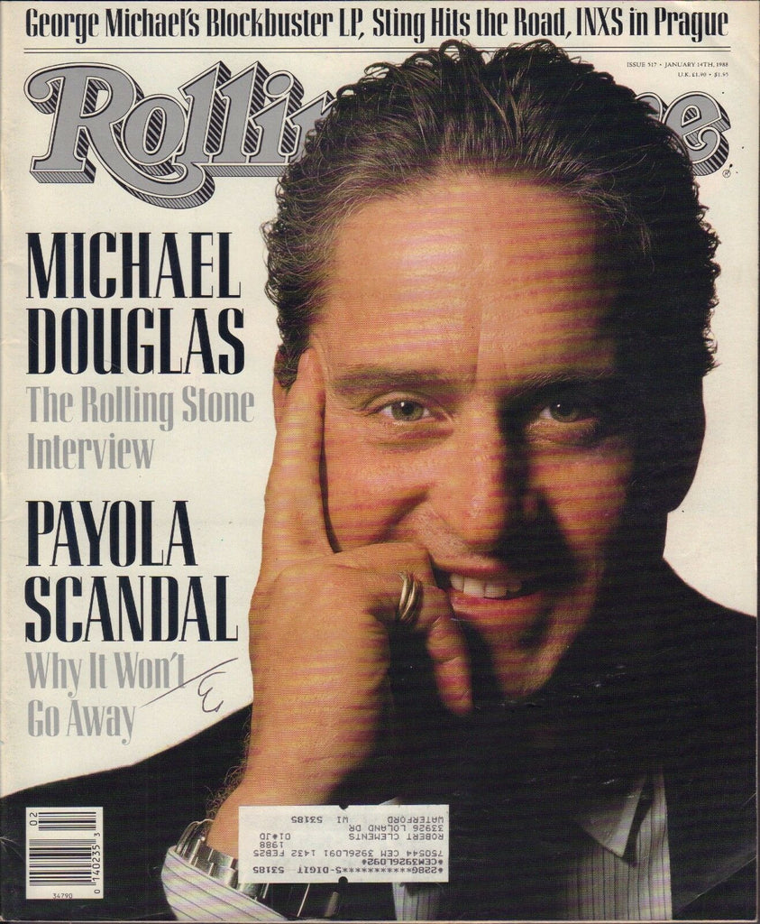Rolling Stone January 14 1988 Michael Douglas, Payola Scandal w/ML VG 122816DBE