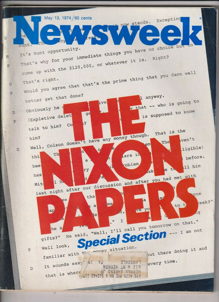 Newsweek Mag Richard Nixon & The Papers May 13, 1974 021720nonr