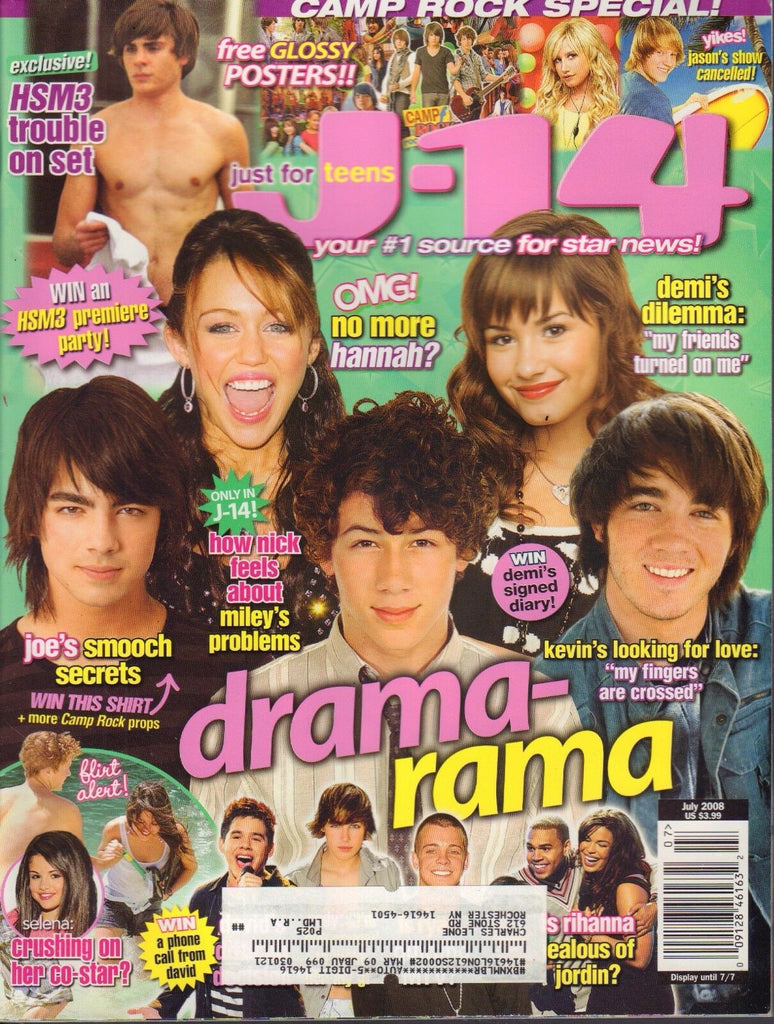 Just for Teens Magazine July 2008 Zac Effron, Selena Gomez w/ML 030617nonDBE