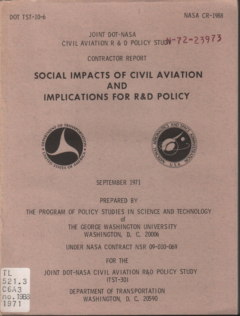 Social Impacts of Civil Aviation and Implications for R&D 1971 Ex-FAA 092718AME