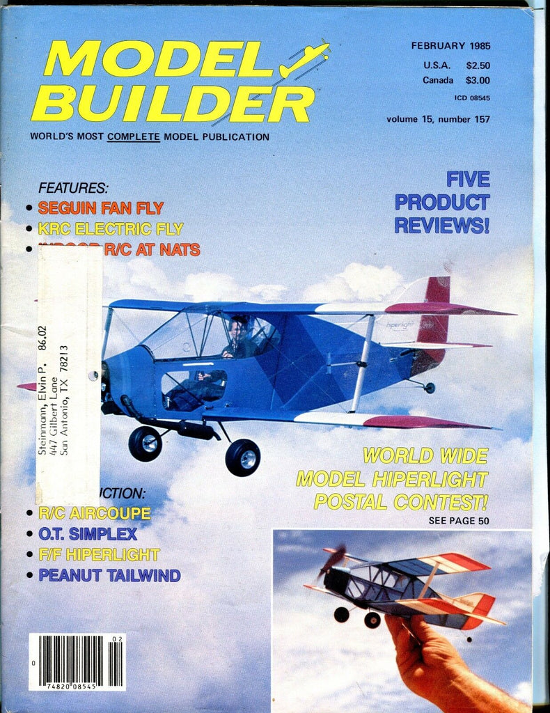 Model Builder Magazine February 1985 Seguin Fan Fly EX w/ML 041017nonjhe