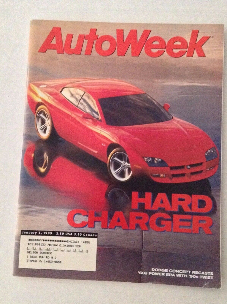 Autoweek Magazine Dodge Charger January 4, 1999 020117RH