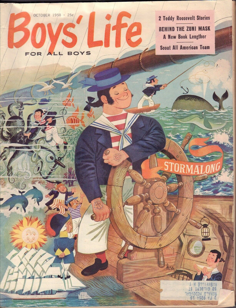 Boy's Life October 1958 2 Teddy Roosevelt Stories, Stormalong w/ML 011617DBE2