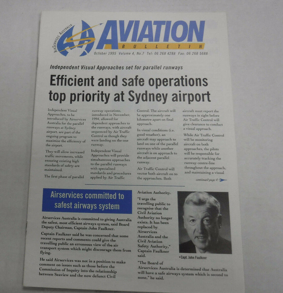 Aviation Bulletin Magazine Safety Operations In Sydney October 1995 FAA 110216R