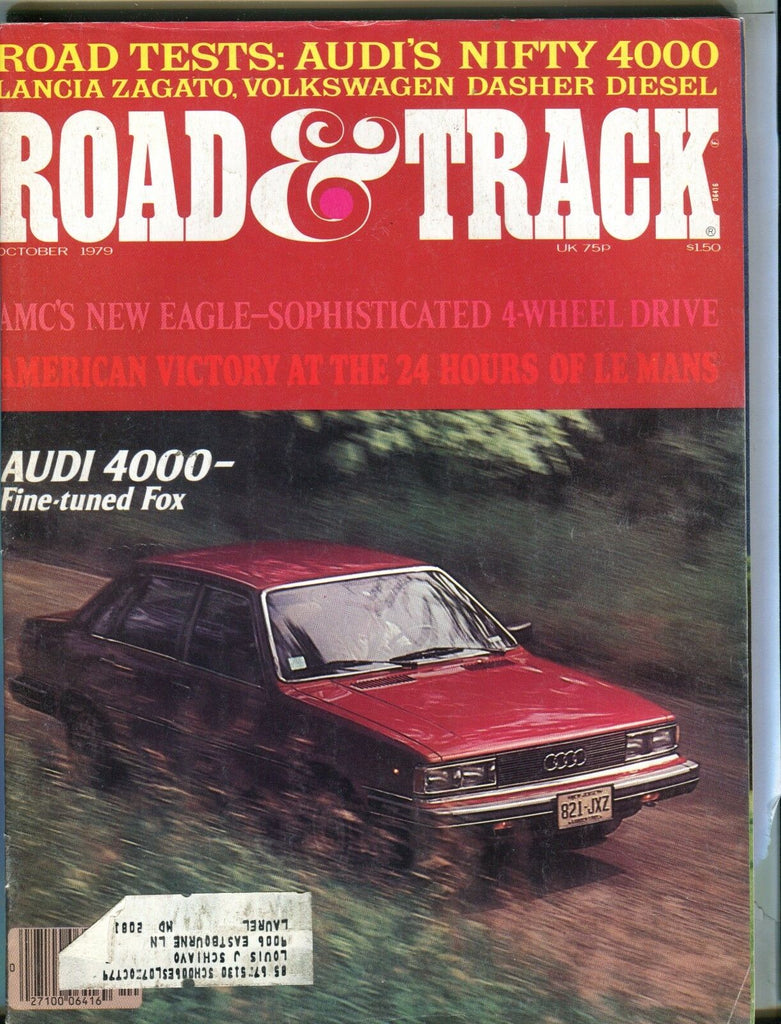 Road & Track Magazine October 1979 Audi 4000 VG w/ML 032017nonjhe