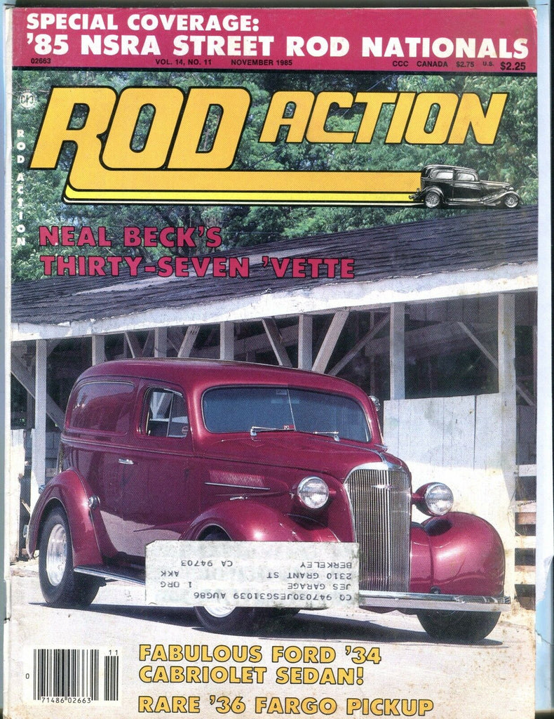 Rod Action Magazine November 1985 Neal Beck '37 Corvette EX w/ML 031317nonjhe