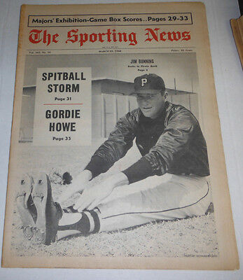 The Sporting News Magazine Jim Bunning & Gordie Howe March 1968 NO ML 072914R