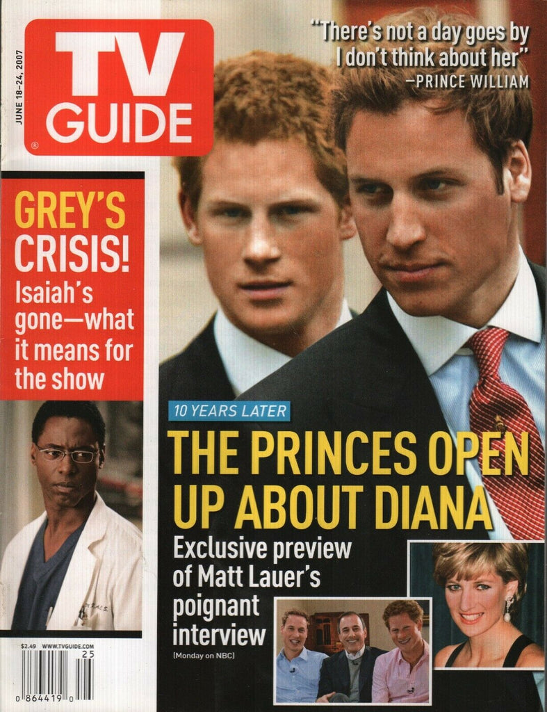 TV Guide Magazine June 18-24 2007 Prince William Harry Princess Diana 022120AME