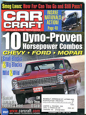 Car Craft Magazine November 2002 10 Dyno-Proven Hp Combos EX 021816jhe