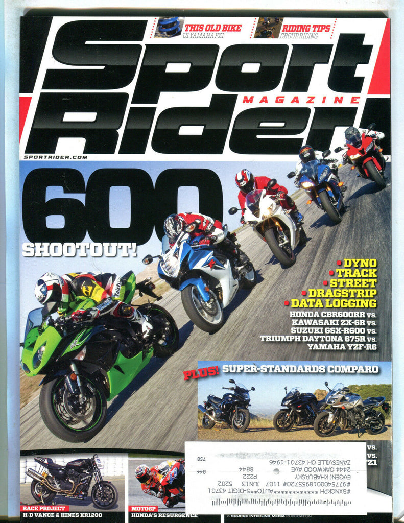 Sport Rider Magazine August 2011 600 Shootout! Honda EX w/ML 111816jhe