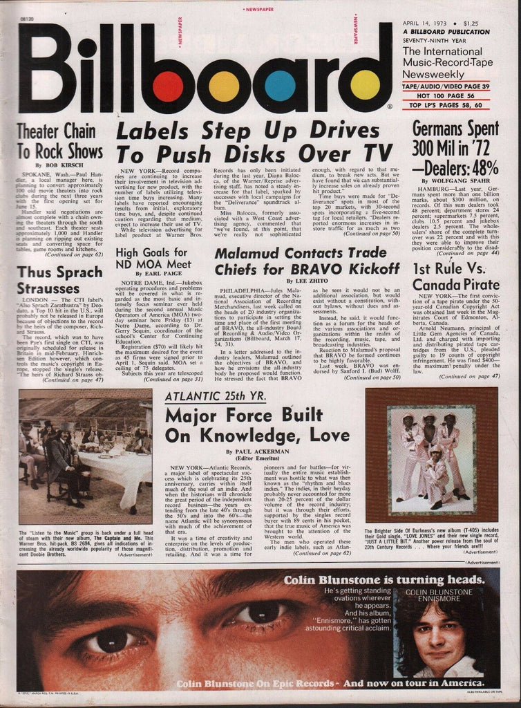 Billboard April 14 1973 Colin Blunstone, Brighter Side of Darkness 062917nonDBE