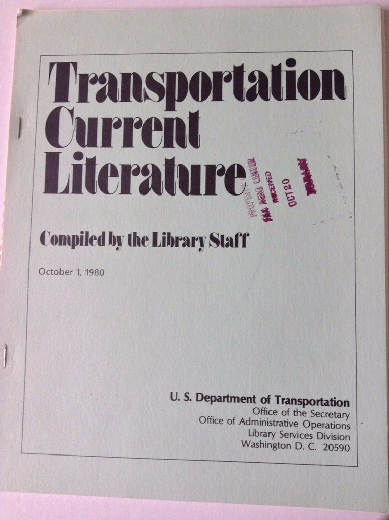Transportation Current Literature Magazine October 1, 1980 FAL 050517nonrh