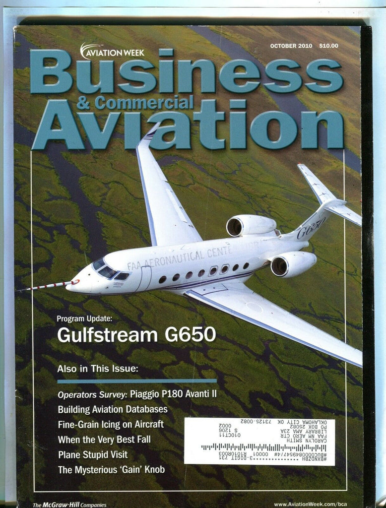 Business & Commercial Aviation Magazine Oct. 2010 EX w/ML FAA Library 102016jhe