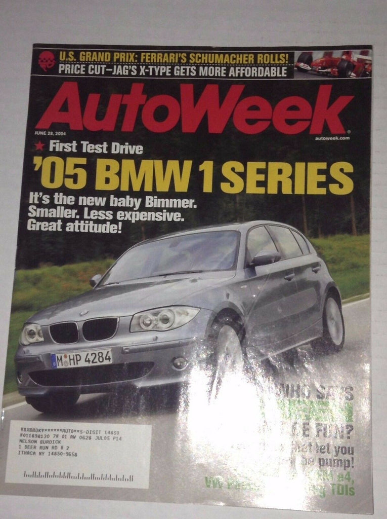Autoweek Magazine BMW 1 Series Green Can Be Fun June 28, 2004 012217RH