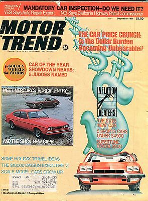 Motor Trend Magazine December 1974 Inflation Beaters VG w/ ML 090816jhe