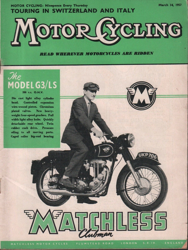 Motor Cycling March 14 1957 Matchless Model G3/LS, Switzerland 071717DBE