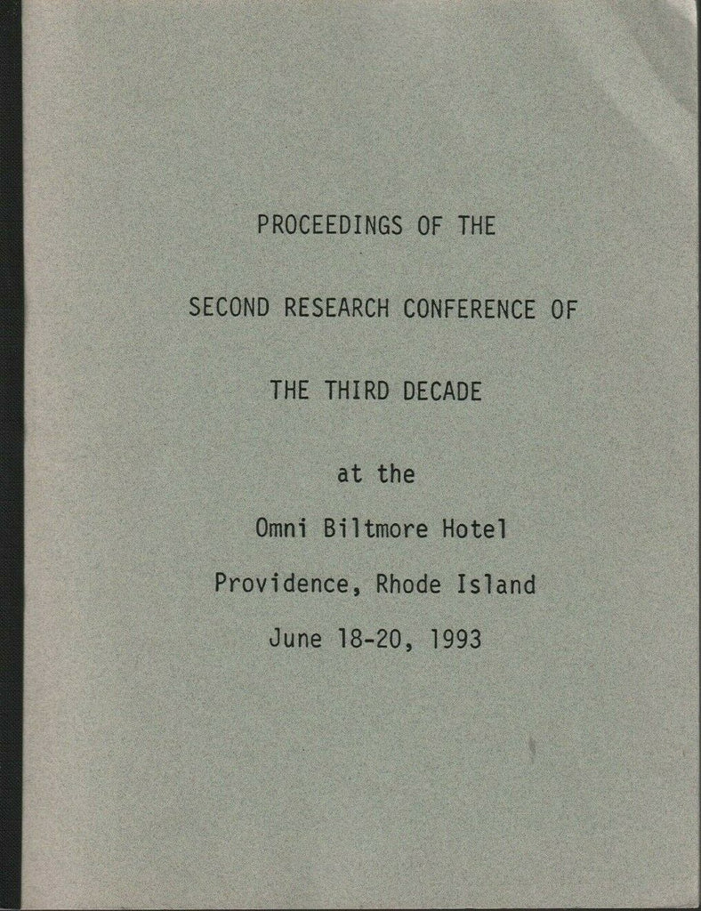 Proceedings 2nd Research Conference Omni Biltmore Hotel June 1993 011320AME