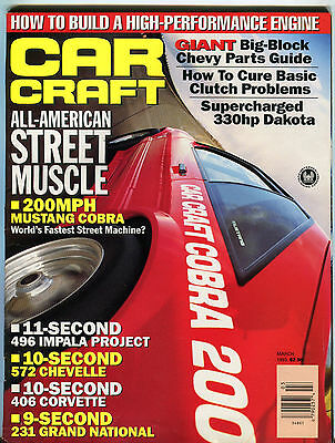 Car Craft Magazine March 1993 200MPH Mustang Cobra EX 012816jhe