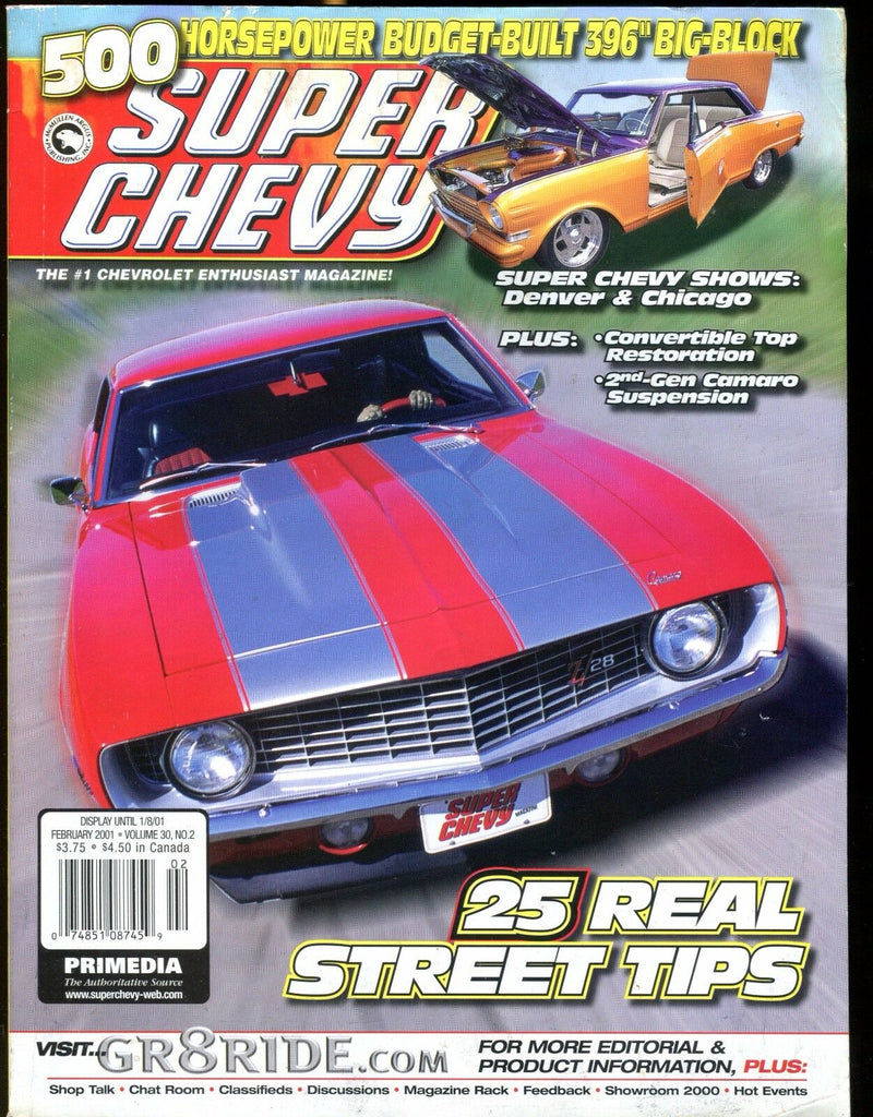 Super Chevy Magazine February 2001 Street Tips EX No ML 030217nonjhe