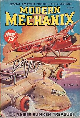 Modern Mechanix March 1938 Helium Method of Raising Sunken Treasure VG 062716DBE