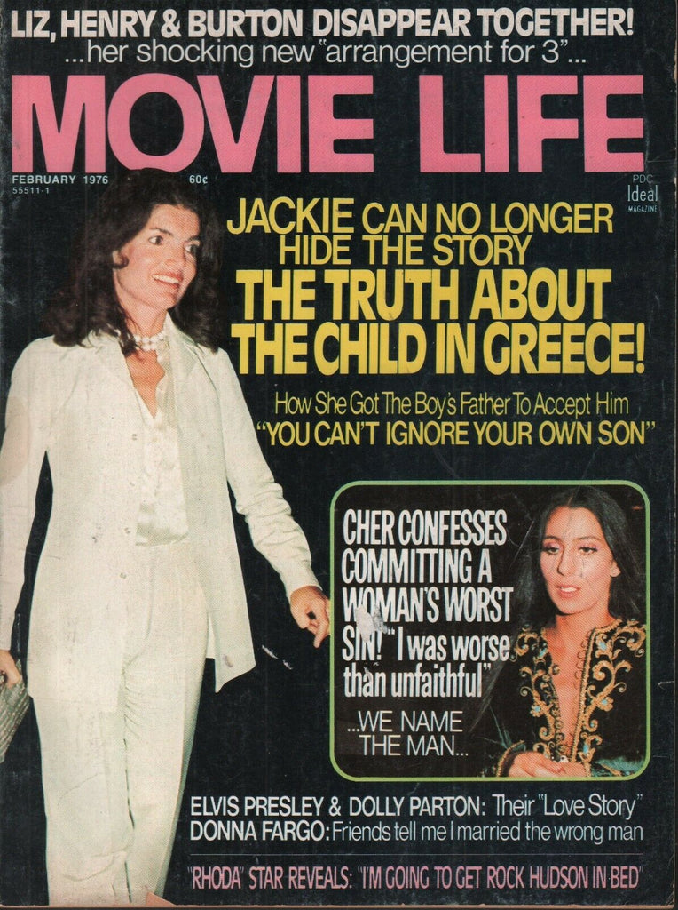 Movie Life February 1976 Jackie Kennedy Cher Elvis Presley Liz Taylor 061919AME