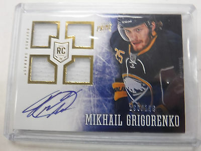 2013-14 Panini #148 Mikhail Grigorenko Sabres Autographed Event-Worn 186/199 jh1