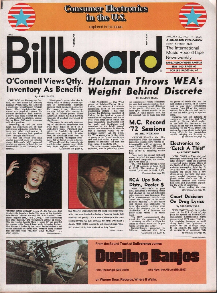 Billboard January 20 1973 Ethel Merman, Dueling Banjos w/ML 062817nonDBE