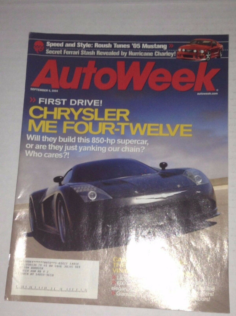 Autoweek Magazine Chrysler Me Four Twelce September 6, 2004 012217RH