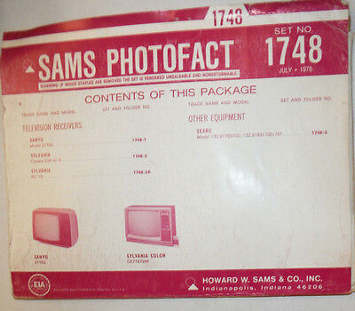 Sams Photofact Magazine Sanyo & Sylvania No.1748 July 1978 022615r