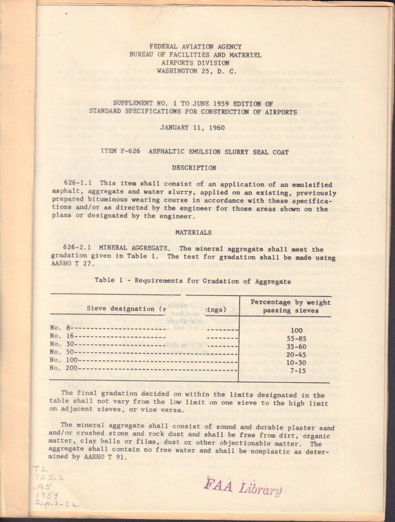 Supplement no.1 Construction of Airports January 11 1960 FAA Library 090717FAA