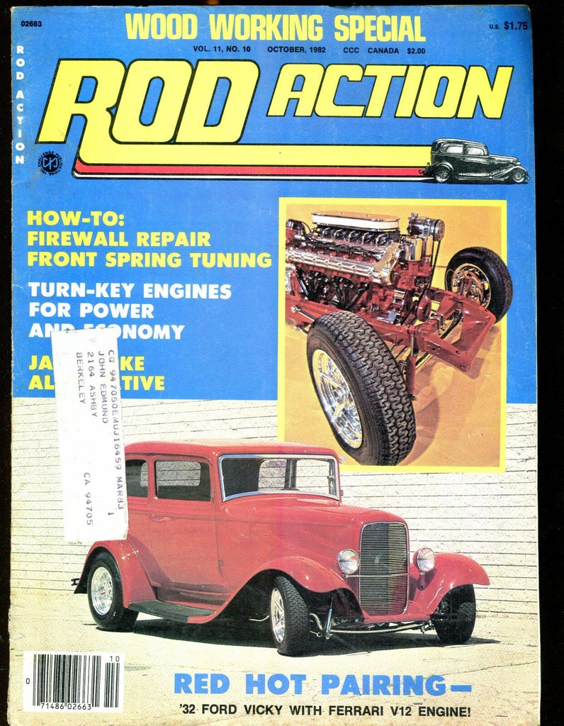 Rod Action Magazine October 1982 '32 Ford Vicky VG w/ML 030617nonjhe