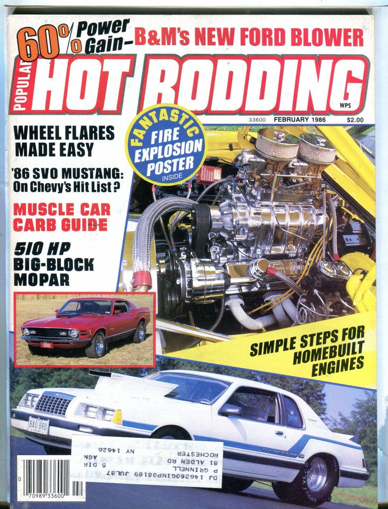 Popular Hot Rodding Magazine February 1986 '86 SVO Mustang EX w/ML 031717nonjhe