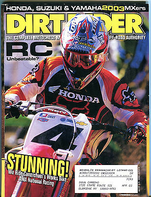 Dirt Rider Magazine August 2002 Ricky Carmichael EX 040416jhe