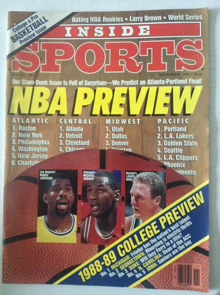 Inside Sports Magazine Michael Jordan Larry Bird November 1988 051019nonrh